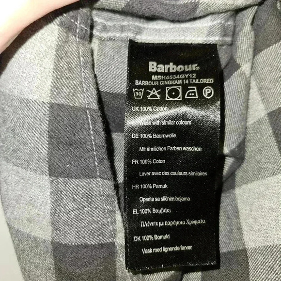 Barbour Men's Twill Flannel 100% Cotton Button Shirt Charcoal Buffalo Check XXL - Picture 5 of 7